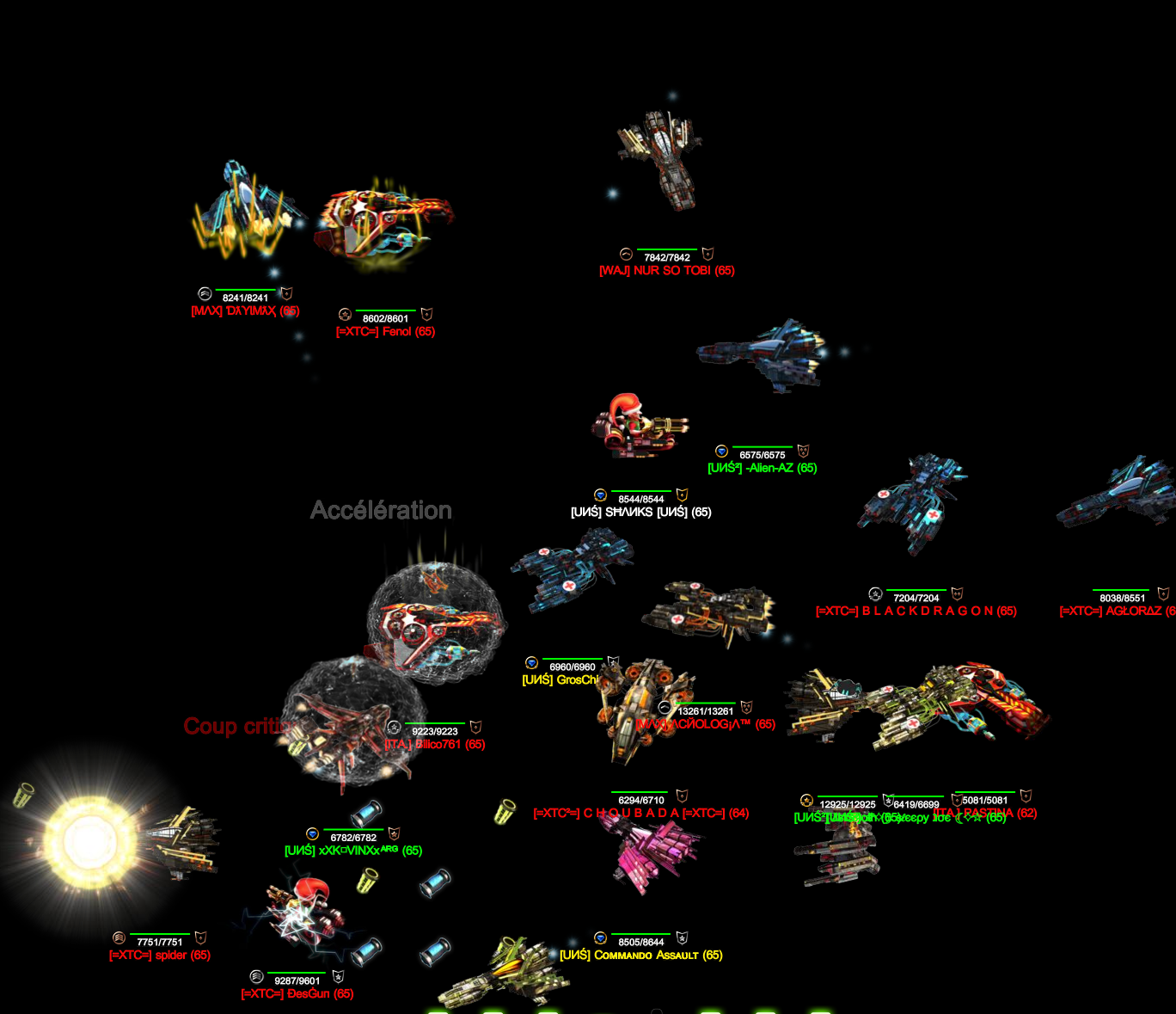 Eine Gruppe von Nova-Raider-Piloten im gemeinsamen Kampf